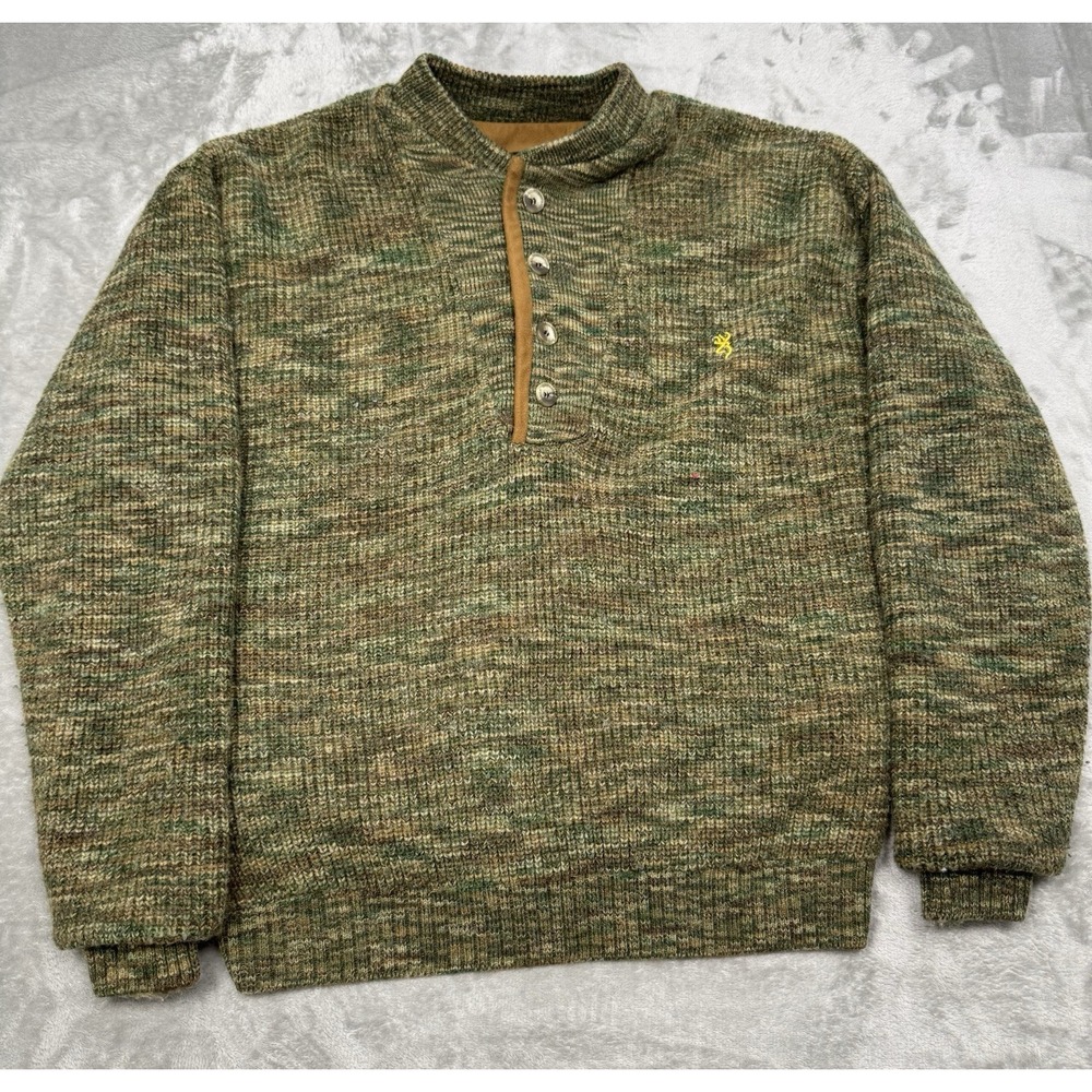 Browning Windkill Sweater Mens Medium Camo Wool Hunting Gorpcore Vintage Y2K 90s